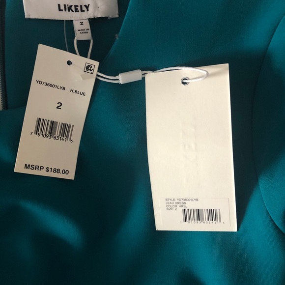 NWT Likely Leah Dress Green/Blue Sz 2 - Picture 6 of 7